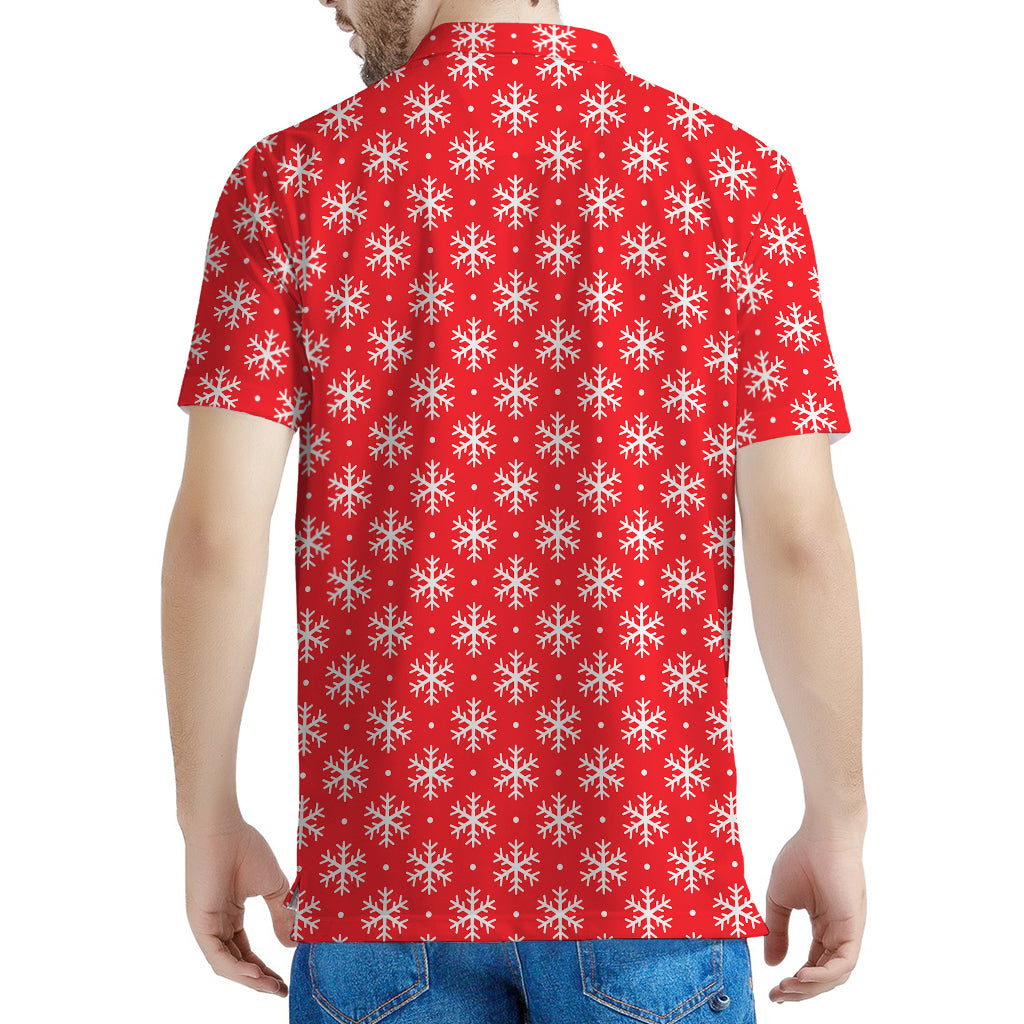 Christmas Snowflake Pattern Print Men's Polo Shirt