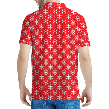Christmas Snowflake Pattern Print Men's Polo Shirt