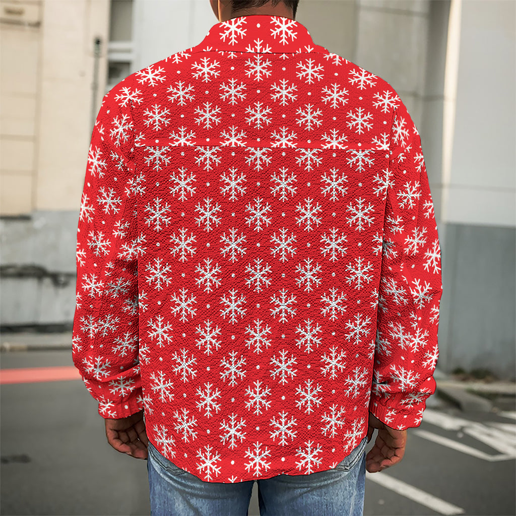 Christmas Snowflake Pattern Print Men's Shirt Jacket