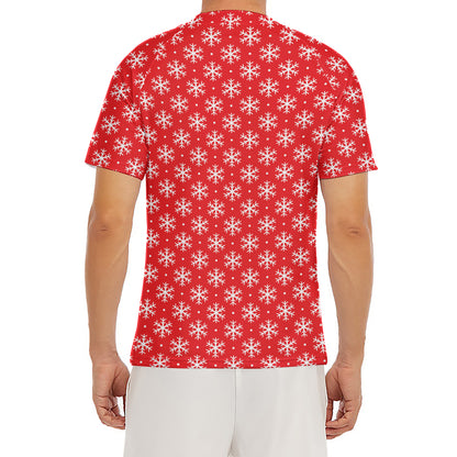 Christmas Snowflake Pattern Print Men's Short Sleeve Rash Guard
