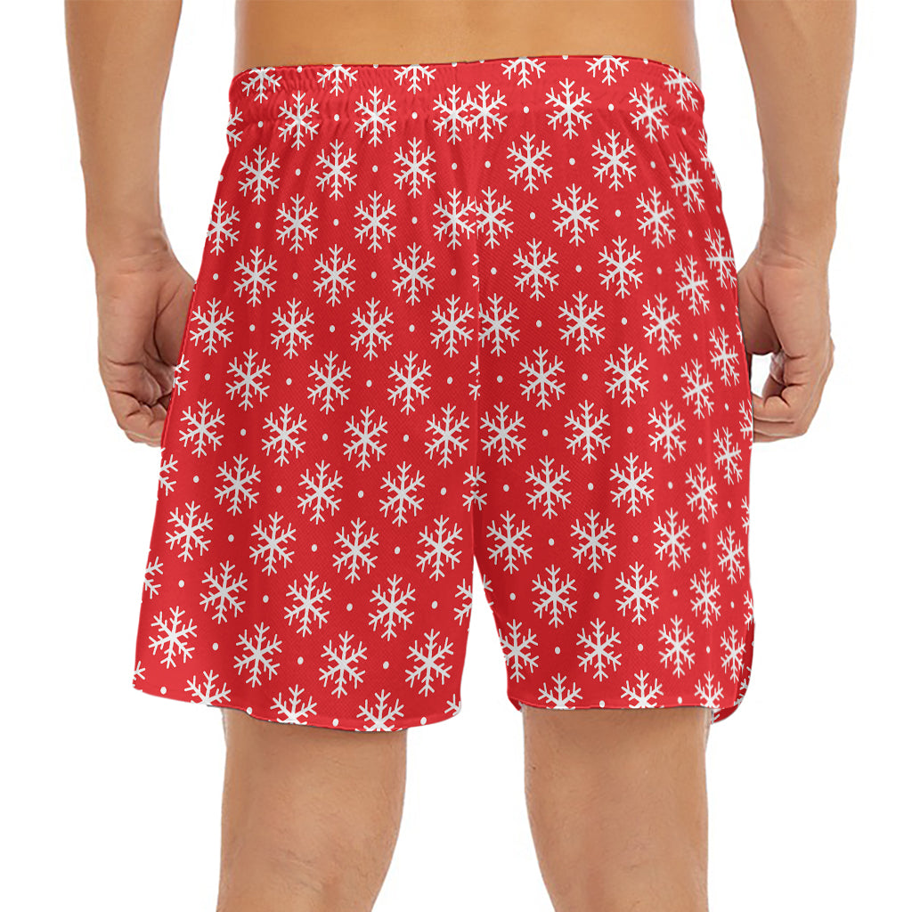Christmas Snowflake Pattern Print Men's Split Running Shorts