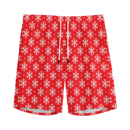 Christmas Snowflake Pattern Print Men's Sports Shorts