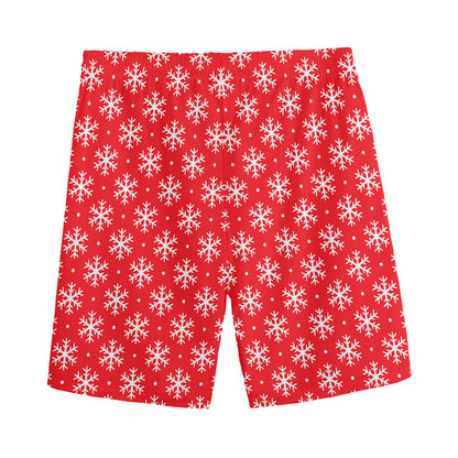 Christmas Snowflake Pattern Print Men's Sports Shorts