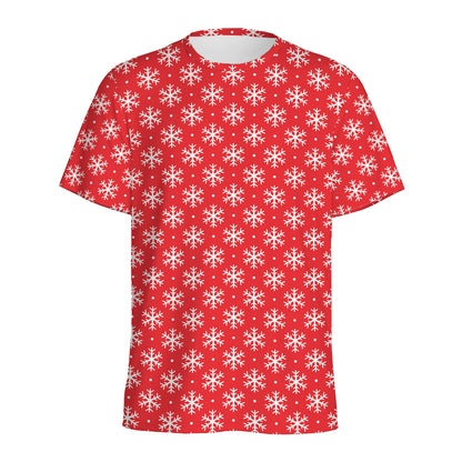Christmas Snowflake Pattern Print Men's Sports T-Shirt