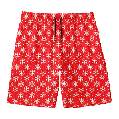 Christmas Snowflake Pattern Print Men's Swim Trunks