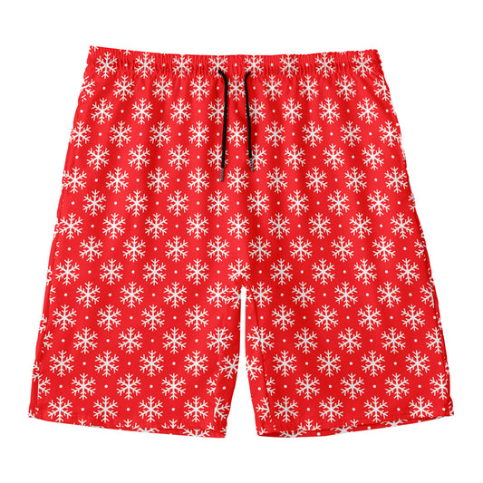 Christmas Snowflake Pattern Print Men's Swim Trunks