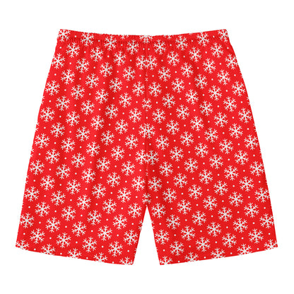 Christmas Snowflake Pattern Print Men's Swim Trunks