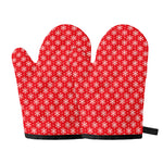 Christmas Snowflake Pattern Print Oven Mitts