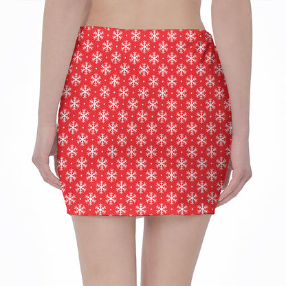 Christmas Snowflake Pattern Print Pencil Mini Skirt