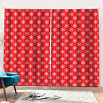 Christmas Snowflake Pattern Print Pencil Pleat Curtains