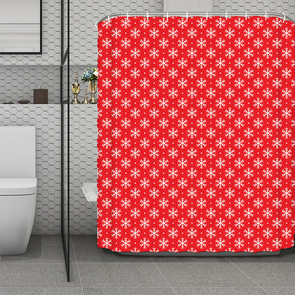 Christmas Snowflake Pattern Print Polyester Shower Curtain