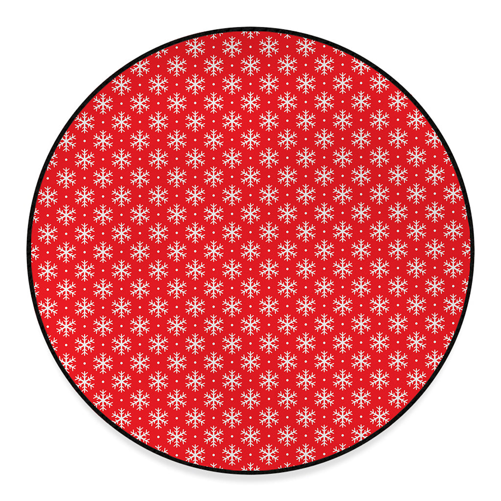 Christmas Snowflake Pattern Print Round Floor Mat