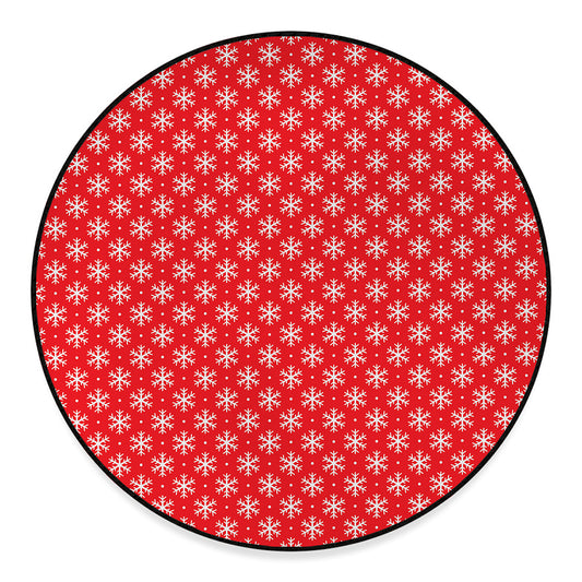 Christmas Snowflake Pattern Print Round Floor Mat