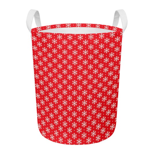 Christmas Snowflake Pattern Print Round Laundry Basket