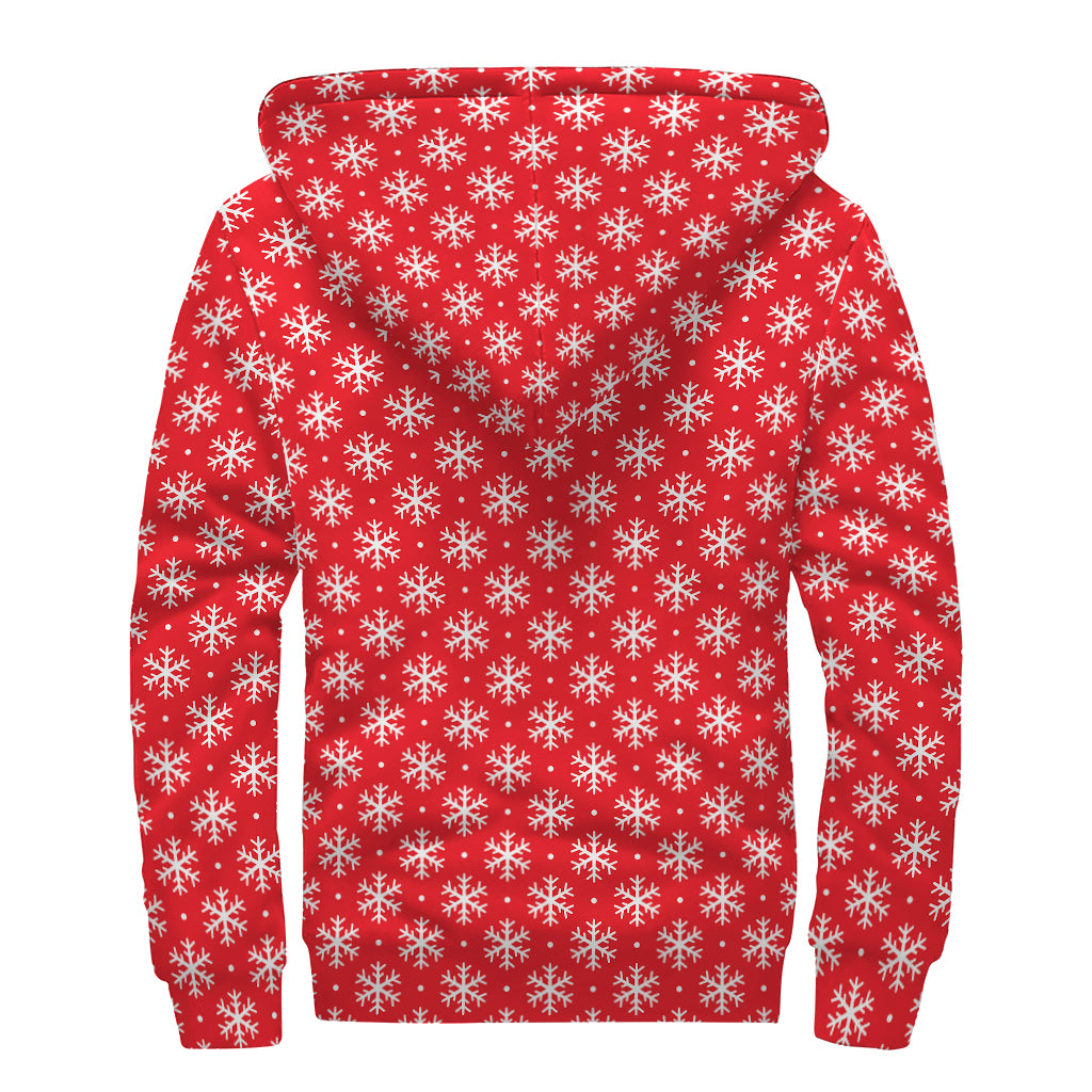 Christmas Snowflake Pattern Print Sherpa Lined Zip Up Hoodie