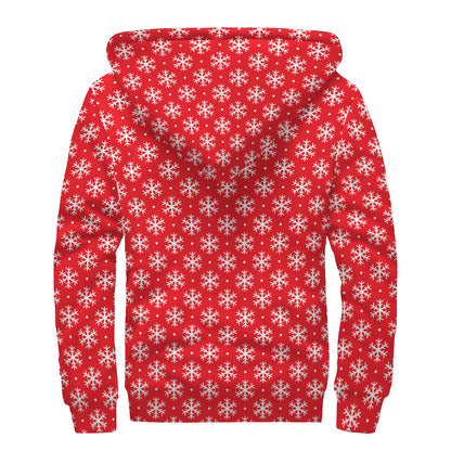 Christmas Snowflake Pattern Print Sherpa Lined Zip Up Hoodie