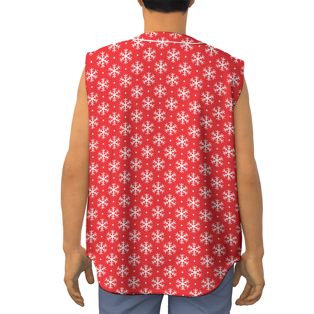 Christmas Snowflake Pattern Print Sleeveless Baseball Jersey