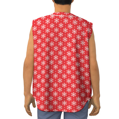 Christmas Snowflake Pattern Print Sleeveless Baseball Jersey