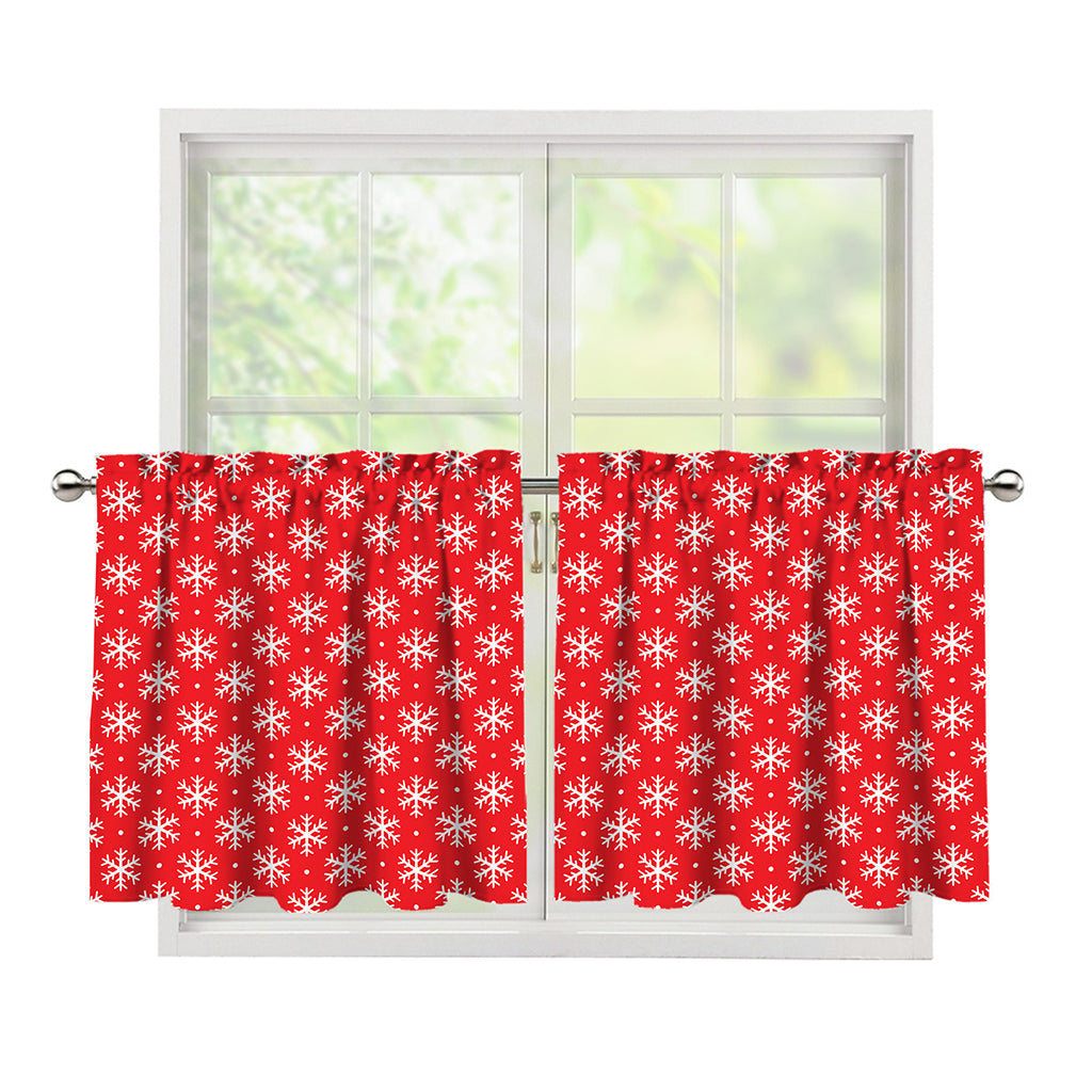 Christmas Snowflake Pattern Print Tier Curtains