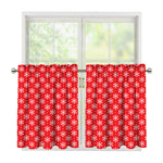 Christmas Snowflake Pattern Print Tier Curtains