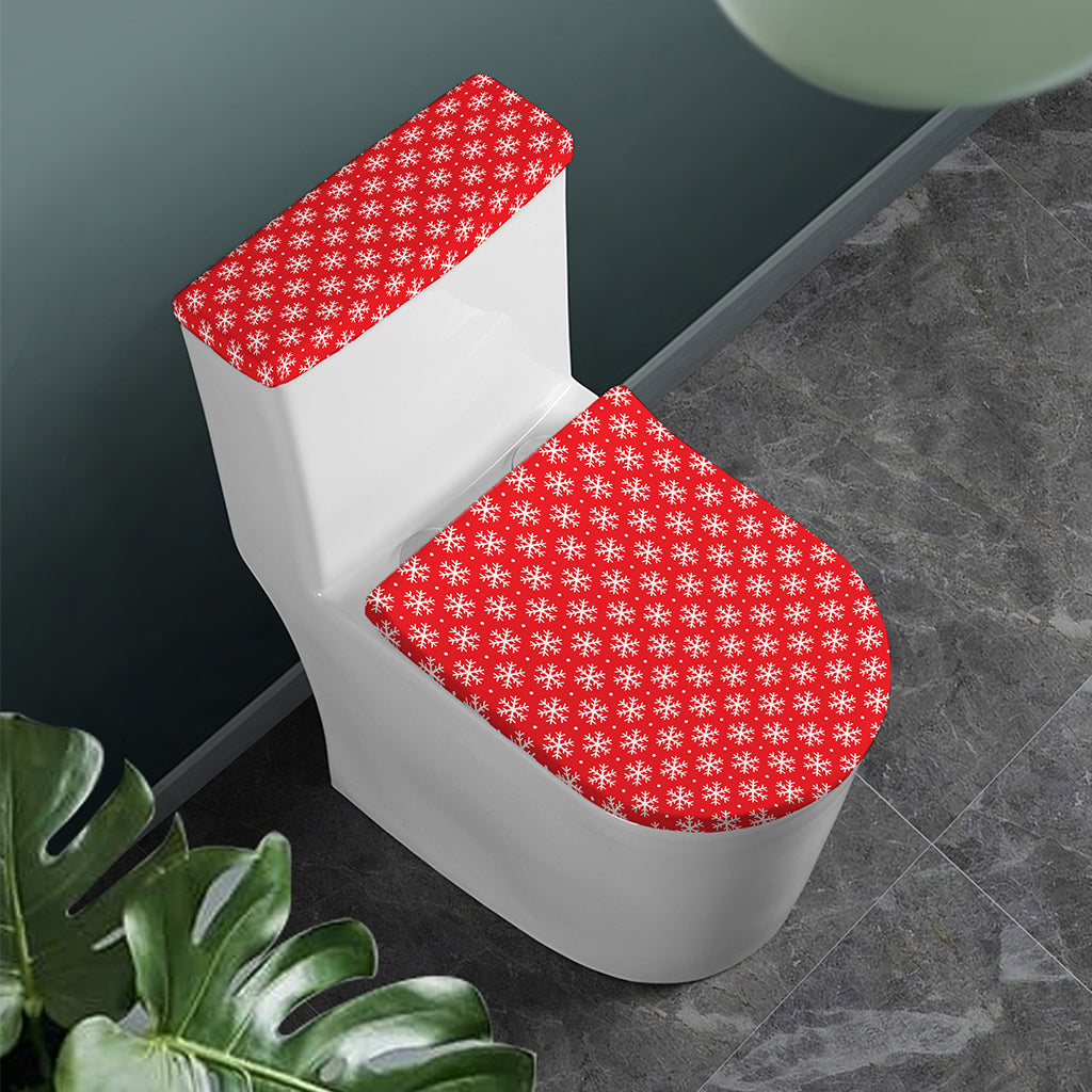 Christmas Snowflake Pattern Print Toilet Lid And Tank Cover Set
