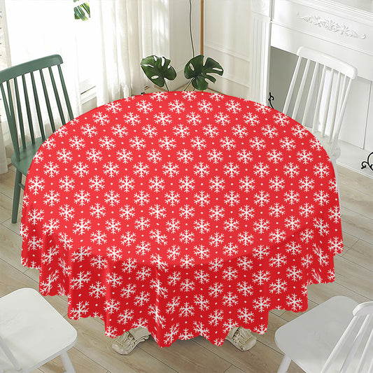 Christmas Snowflake Pattern Print Waterproof Round Tablecloth