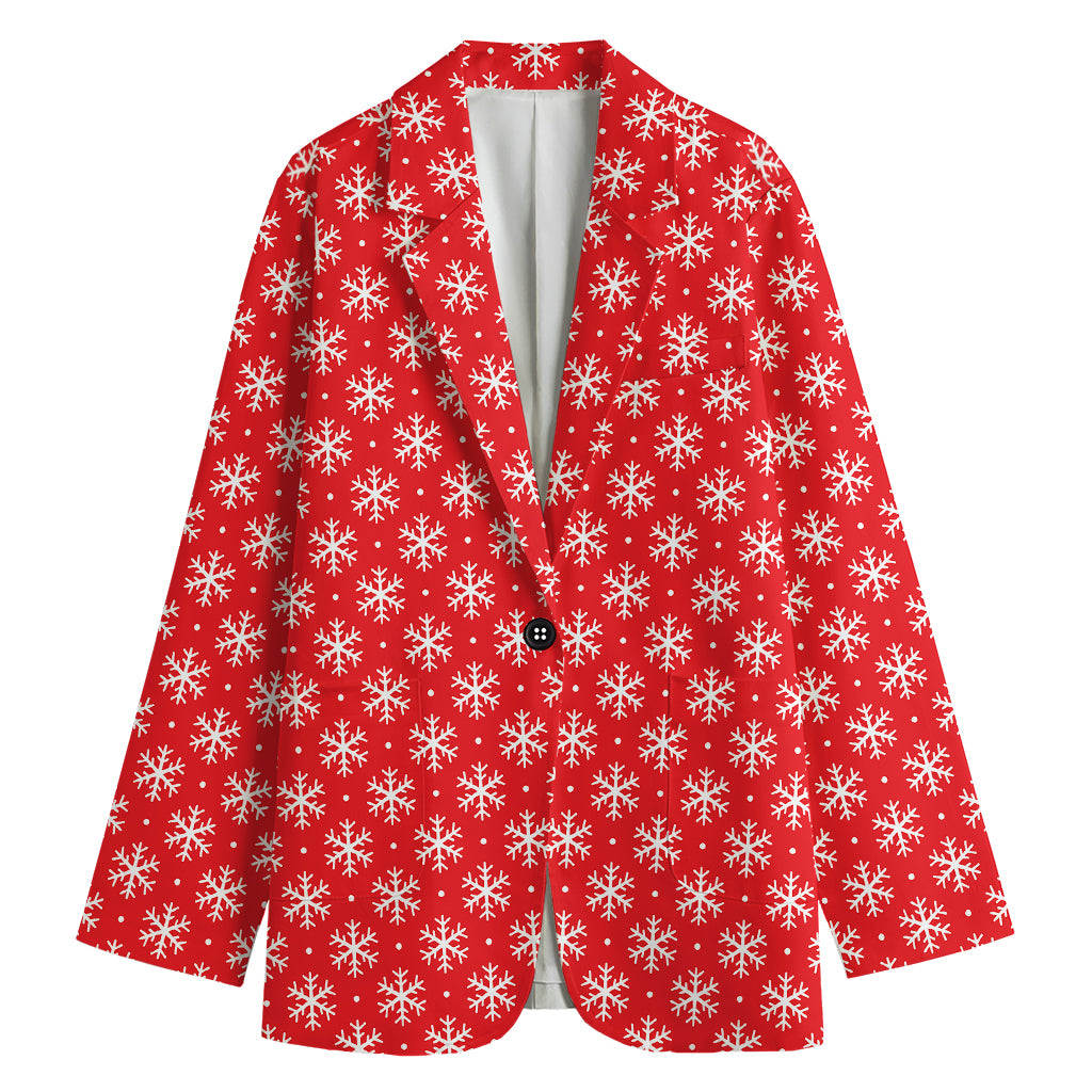 Christmas Snowflake Pattern Print Women's Cotton Blazer