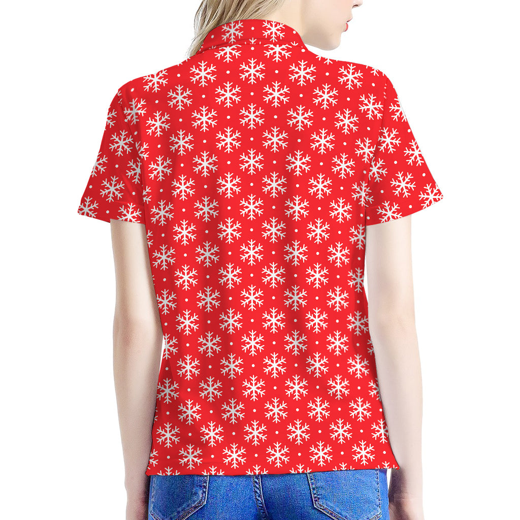 Christmas Snowflake Pattern Print Women's Polo Shirt