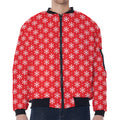 Christmas Snowflake Pattern Print Zip Sleeve Bomber Jacket