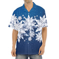Christmas Snowflake Print Aloha Shirt