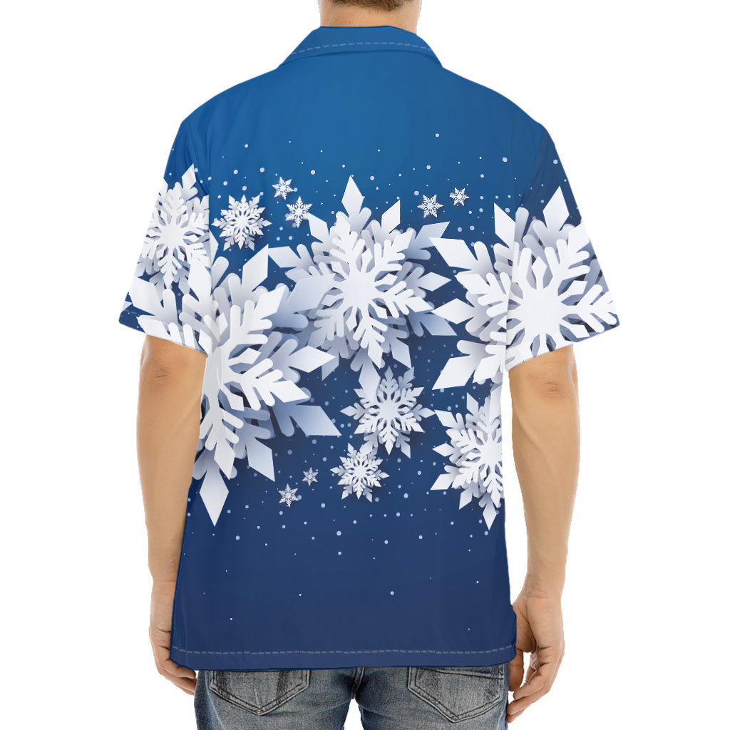 Christmas Snowflake Print Aloha Shirt