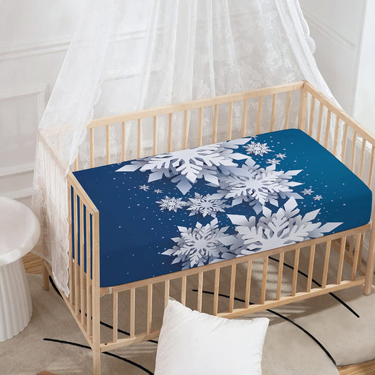 Christmas Snowflake Print Baby Crib Sheet
