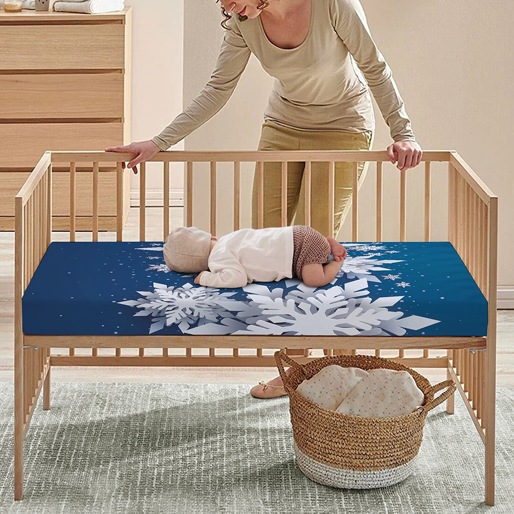 Christmas Snowflake Print Baby Crib Sheet