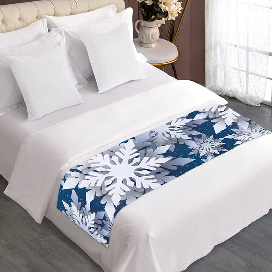 Christmas Snowflake Print Bed Runner