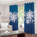Christmas Snowflake Print Dimout Grommet Curtains