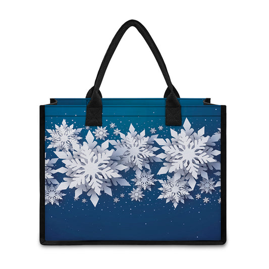 Christmas Snowflake Print Canvas Tote Bag