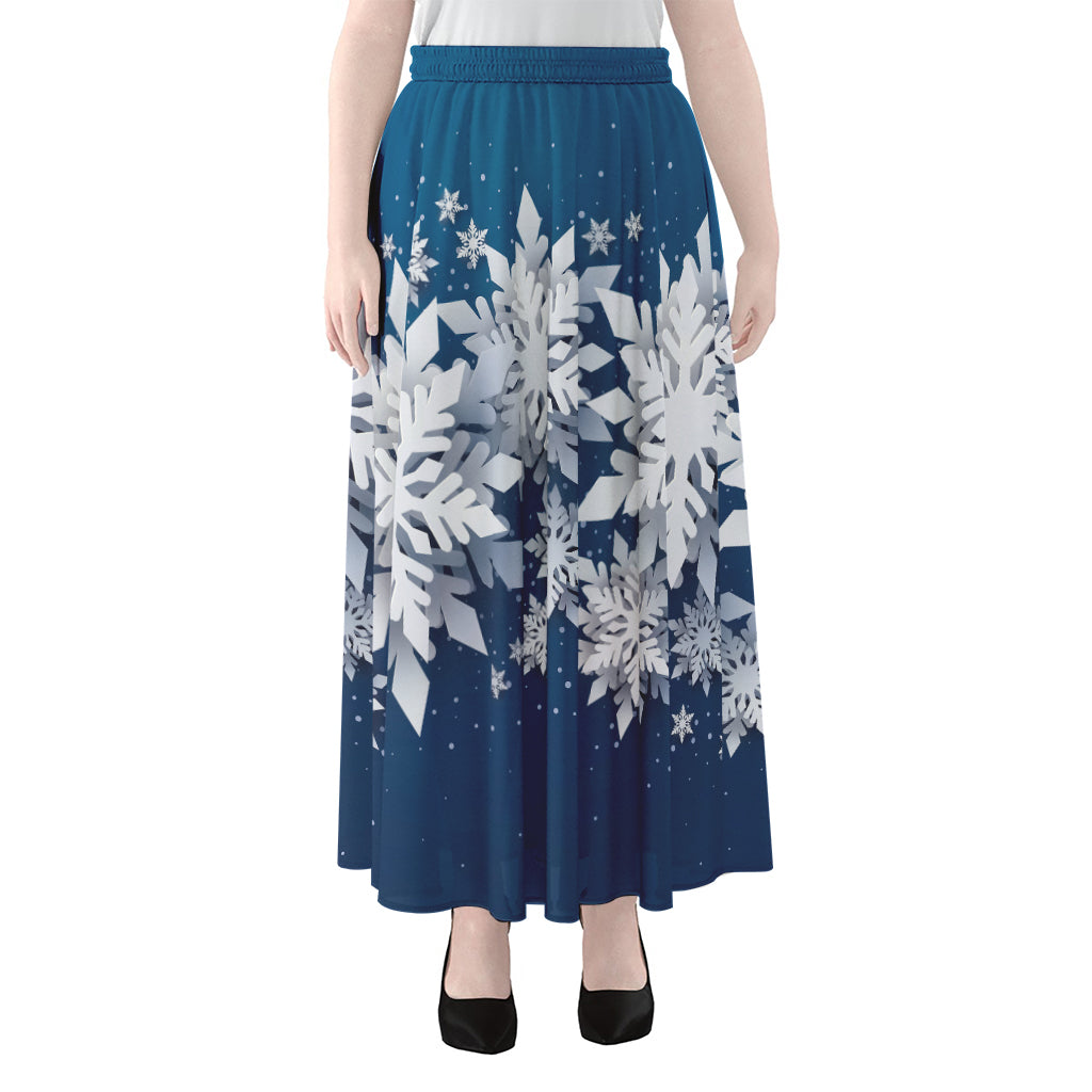 Christmas Snowflake Print Chiffon Maxi Skirt