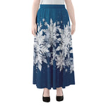 Christmas Snowflake Print Chiffon Maxi Skirt