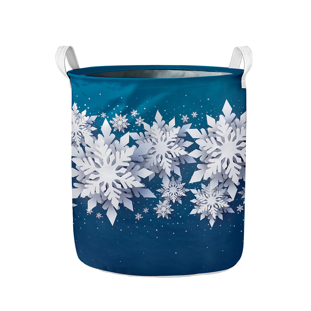 Christmas Snowflake Print Collapsible Laundry Basket