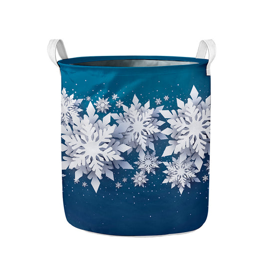 Christmas Snowflake Print Collapsible Laundry Basket