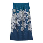 Christmas Snowflake Print Cotton Front Slit Maxi Skirt