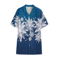 Christmas Snowflake Print Cotton Hawaiian Shirt