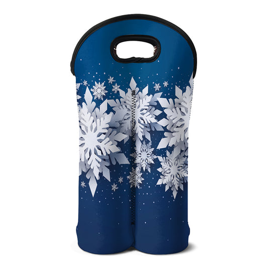 Christmas Snowflake Print Double Neoprene Wine Tote