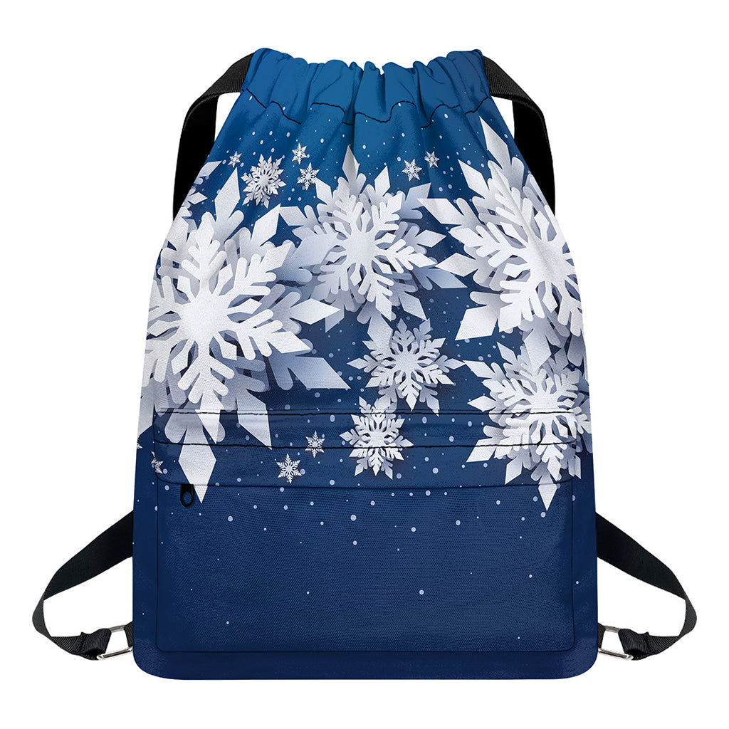 Christmas Snowflake Print Drawstring Backpack