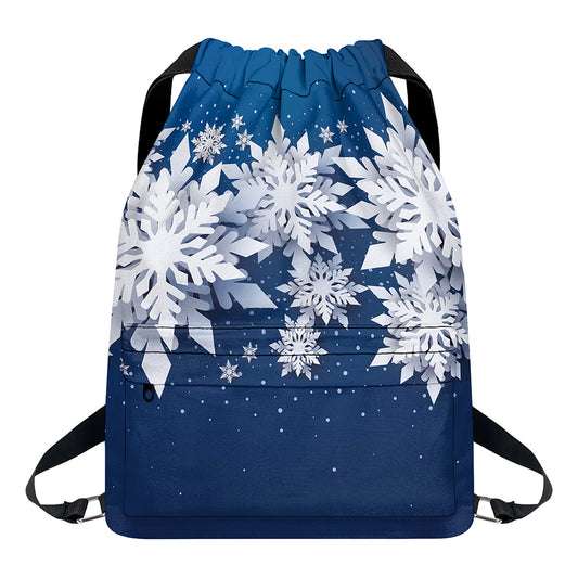 Christmas Snowflake Print Drawstring Backpack