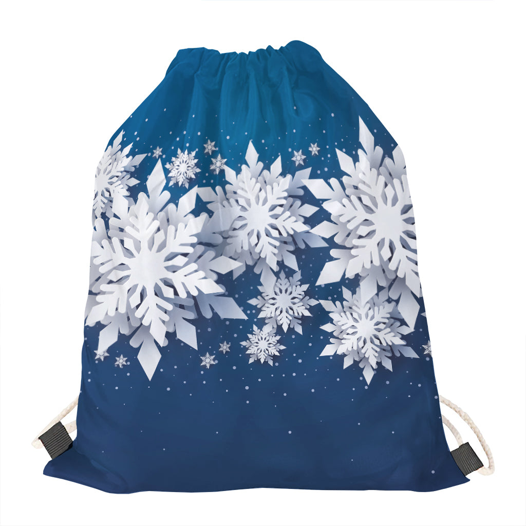 Christmas Snowflake Print Drawstring Bag