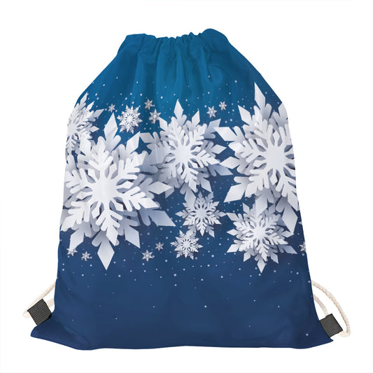 Christmas Snowflake Print Drawstring Bag