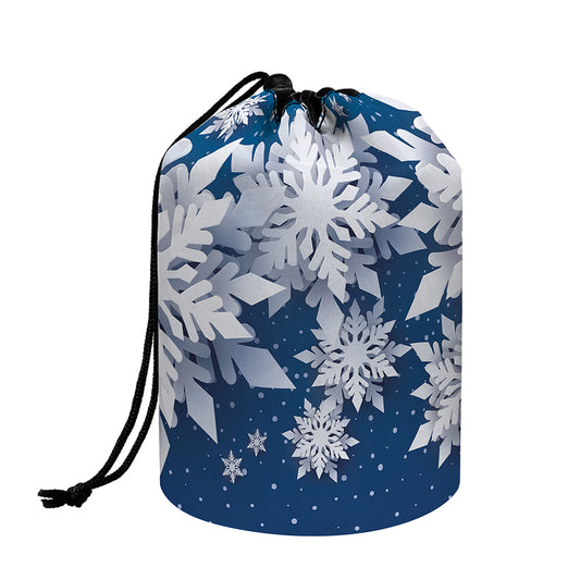 Christmas Snowflake Print Drawstring Makeup Bag
