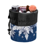Christmas Snowflake Print Drawstring Makeup Bag