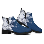 Christmas Snowflake Print Flat Ankle Boots